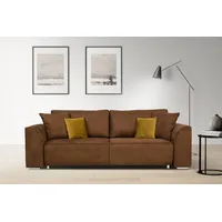 INOSIGN 3-Sitzer INOSIGN "BEATRICE, B: 250 cm - wahlweise mit Bettfunktion", braun (cognac), B:250cm H:92cm T:107cm, Sofas, u. Bettkasten, incl. 2 Zierkissen