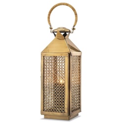 Casa Padrino Luxus Kerzenleuchter Vintage Messing 18,5 x 20 x H. 67 cm - Edelstahl Laterne mit Tragegriff - Gastronomie Accessoires - Restaurant Accessoires - Hotel Accessoires - Deko Accessoires