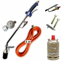 Bluecraft Abflammgerät mit Piezozündung Unkrautvernichter 69 kW, Gas-Druck-Regler, 11kg
