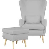 Guido Maria Kretschmer Home & Living Sessel "Salla auch in Fellimitat und Feincord, viele Bezugsarten, Ohrensessel", grau (hellgrau), H:118cm T:94cm, Samtcord (92% Polyester 8% Polyamid), Struktur (100% Polyester), Struktur Hahnentritt (100% Polyester), Struktur fein (100% Polyester),