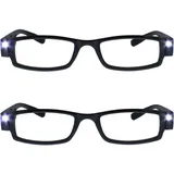 Die Lesebrille Unternehmen 2er-Pack Beleuchtet LED Nachtzeit Licht Leser Herren Damen Schwarz LL1-1 +1,00