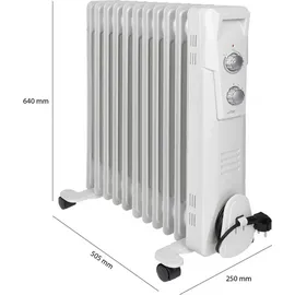 Clatronic Clatronic® Ölradiator | Effiziente mobile Heizung | elektrische Heizung mit 11 Rippen | 3 Stufen | Slimline Heizkörper | bis zu 50qm | 2300 W | RA... - Weiß