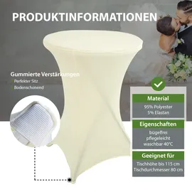 Trutzholm Stehtisch klappbar Ø 80 cm Weiß & Husse Beige
