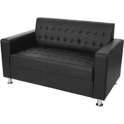 Mendler 2er Sofa Kunda, Couch Loungesofa, Kunstleder, Metall-Füße ~ schwarz