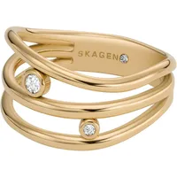 Skagen Prestack-Ring Glitz Wave für Damen Edelstahl goldfarben, SKJ1763710