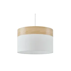 Pendelleuchte, 1-flammig, beige/Holzoptik , beige , Maße (cm): H: 120  Ø: 40