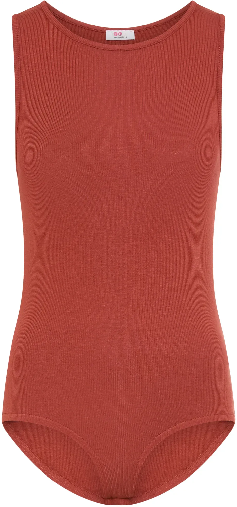 Body FLASHLIGHTS, Damen, Gr. 44, N-Gr, rot (rotbraun), Rippware, Obermaterial: 95% Viskose, 5% Elasthan, unifarben, Basic, figurbetont, Rundhals, Bodys Body, aus weicher Rippqualität, figurenbetonte Passform, Tanktop