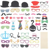 TinkSky Party Foto Handheld Selfie Foto posiert Requisiten lustige Photo Booth Hochzeitsfotozubehör Geburtstag Weihnachten Cosplay Party Requisiten 60 Stücke