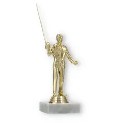 Pokal Kunststofffigur Baitcaster gold auf weißem Marmorsockel 25,0cm