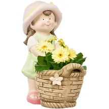 Outsunny Gartenfigur Mädchen mit Blumentopf Wetterbeständige Gartenstatue