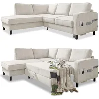 MIUFORM Wohnlandschaft L Form mit Schlaffunktion, L Sofa mit Schlaffunktion - Ecksofa Beige Big Sofa L Form mit Schlaffunktion L Couch mit Schlaffunktion Sofa Ecksofa mit Schlaffunktion und Bettkasten