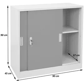 Mendler Aktenschrank Boston HWC-F41, Stahlschrank Büroschrank, mit abschließbaren Schiebetüren 90x90x45cm ~