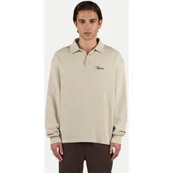 Oversized Langarm-Poloshirt Signar Beige L