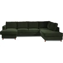 best mobilier Lisa Design Jake - Wohnlandschaft - mit Schlaffunktion und Bettkasten - 7-Sitzer - aus Cord - rechts Grün