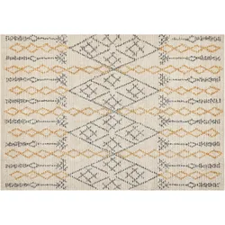 Teppich Baumwolle beige / gelb 160 x 230 cm geometrisches Muster KADAPA