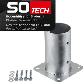 SOTech Pfostenträger Bodenanker zum Aufschrauben rund Ø 80 mm feuerverzinkt,