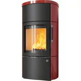 Kaminofen HARK 44-5.2 GT FlameKat Raumluftunabhängig 8 kW - Ofenkacheln: brillant-rot - Korpus: graphit