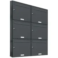 AL Briefkastensysteme 6er Briefkasten Anthrazit Grau RAL 7016 Premium