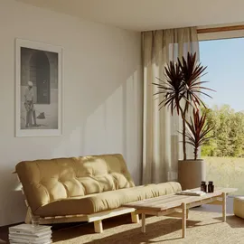 Karup Schlafsofa KARUP DESIGN "Lean 200 Schlafsofa, Gästebett, Sofa mit Futonmatratze", grau, B:200cm H:73cm T:100cm, Bezug: 80% Baumwolle, 20% Polyester, Sofas, Schlafsofa, Inkl. Futonmatratze, Liegefläche 130x200 cm, FSC zertifizierte Kiefer