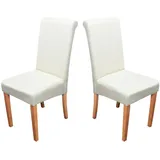 Mendler 2er-Set Esszimmerstuhl Stuhl Küchenstuhl Novara II, Leder ~ creme, helle Beine