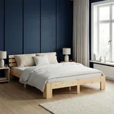 Homestyle4u Holzbett 180 x 200 cm mit Lattenrost in Braun 1839