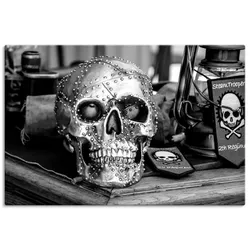 Wandbild ARTLAND "Totenkopf", silber (farbe bild(er): silberfarben), B:90cm H:60cm, Canvas, Leinwand, Bilder, Bild Poster, als Leinwandbild, Poster, Wandaufkleber in verschied. Größen
