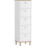 Schildmeyer Kommode Hilda 155885, weiß matt/artisaneiche Dekor, 40 x 40 x 142 cm