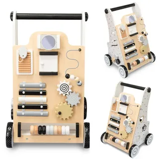 COIL Babywalker Lauflernwagen, Kinderwagen aus Holz, Lernspielzeug, ab 12 Monaten schwarz