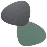 Lind DNA LindDNA Curve Tischset Leder, Anthrazit/Pastellgrün, 37 x 44 cm