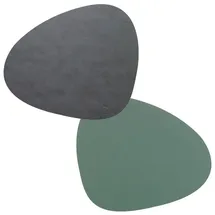 Lind DNA LindDNA Curve Tischset Leder, Anthrazit/Pastellgrün, 37 x 44 cm