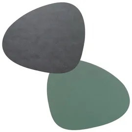 Lind DNA LindDNA Curve Tischset Leder, Anthrazit/Pastellgrün, 37 x 44 cm