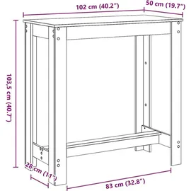 vidaXL Bartisch 102 x 50 x 103,5 cm Schwarz Eichen-Optik