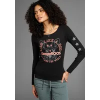 KangaROOS Langarmshirt KANGAROOS, Damen, Gr. 52/54, schwarz (schwarz, bedruckt),
