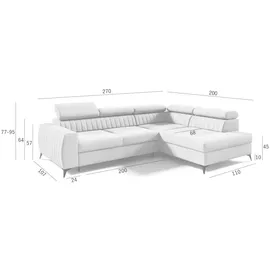 Fun Möbel Ecksofa Schlafsofa Sofa TORONTO Stoff Element Dunkelgrün Ottomane Links