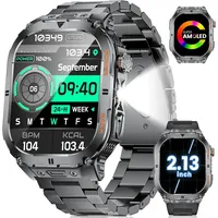 SUNKTA Smartwatch Herren Mit LED Taschenlampe,2.13‘’Amoled Fitnessuhr Mit 450 Ma