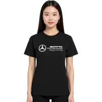 Mercedes-Benz AMG Petronas F1 MAPF Damen T-Shirt Baumwoll-Shirt mit großem Logo Kurzarm-Shirt 701227045 001 Schwarz - M