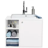 TOM TAILOR HOME Waschtisch COLOR BATH mit Waschbecken, Tür und offenem Regal - in schönen Farben, lackiertes MDF mit gerundeten Kanten - nur noch wenige Exemplare weiß 80 cm x 62 cm x 50 cm