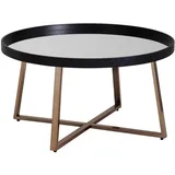 KADIMA DESIGN Couchtisch Rund Gold, Metall und Glas, eleganter Wohnzimmertisch, 78x42,5 cm.