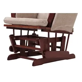 Mendler Relaxsessel HWC-C76, Schaukelstuhl Schwingstuhl mit Hocker Stoff Chenille (465g/m2) creme, Gestell dunkel