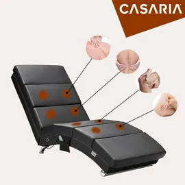 CASARIA Relaxliege London Kunstleder 186 x 89 x 55 cm Schwarz mit Massage und Heizfunktion