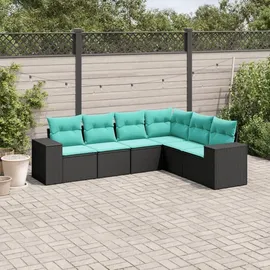 vidaXL Gartensofa-Set mit Kissen, schwarzes Polyrattan