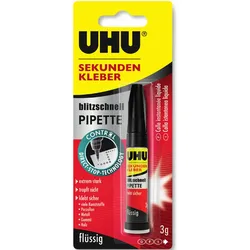 UHU Sekundenkleber, Gel, Cyanacrylat-Klebstoff, Röhre, 3 g