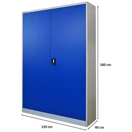 Proregal ELEPHANT Flügeltürschrank 180x120x40 cm Blau/Grau
