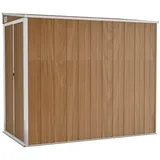 KOIECETA Anbauschuppen Wand Geräteschuppen Gartenhaus Gerätehaus Gartenschrank Gartenschuppen Fahrradhaus Schuppen Braun 118x194x178 cm Verzinkter Stahl