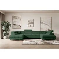 ALTDECOR Ecksofa in U-Form mit Schlaffunktion und Bettkasten Corner Sofa Bett Eckcouch Couch L-Form Schlafcouch Ausziehbar Wohnlandschaft Schlafsof... - Grün