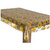 Laro Tischdecke Premium Line 230 x 130 cm Transparent Sonnenblumen Braun