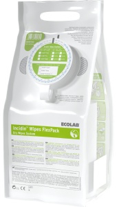 ECOLAB IncidinTM Wipes FlexPack Einweg-Tuchspender, Hygienischer Einweg-Tücherspender zur Befüllung mit Flächendesinfektionsmittel, 1 Rolle = 99 Tücher, grüne Kappe