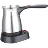 Milageto Espressokocher, 500 ml elektrische türkische Kaffeekanne, Edelstahl-Kaffeekessel, Teekessel mit Henkel, Wasserkocher für Haushalt Café Büro, Rautenmuster-Silver