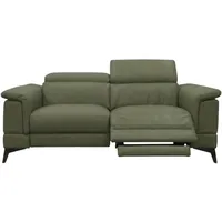 Villa Möbel Sofa Planet, 3-Sitzer 1 Teile, Echtleder-Sofa mit Kopfteilverstellung - Relaxfunktion fürs Wohnzimmer grün 200 cm x 80 cm x 110 cm