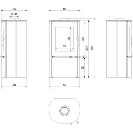 Kratki FALCON Ø 150 Stahl Schwarz/Abdeckplatte Glas